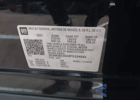 2023 Chevrolet Blazer Fwd 2Lt from USA, damaged, VIN 3GNKBCR43PS194561